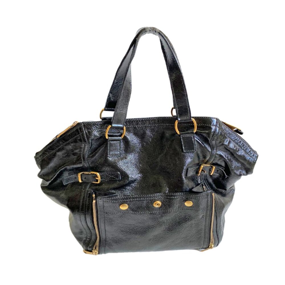 Yves Saint Laurent Downtown Tote Patent Leather Top Handle Bag